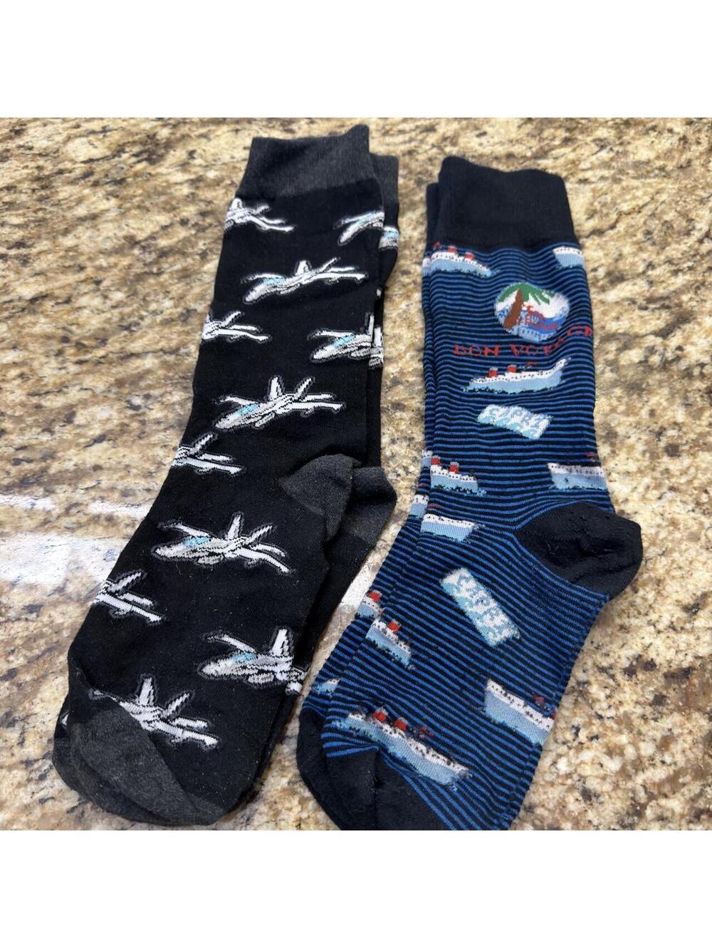 Men's Black and Multi Sock